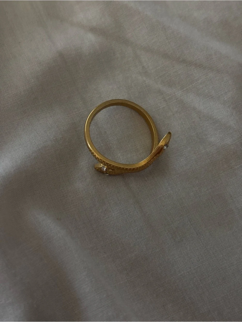 Gold-Tone Double Snake Adjustable Ring with Crystal Eyes